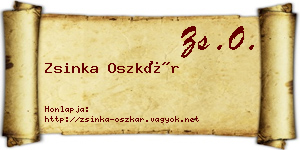 Zsinka Oszkár névjegykártya